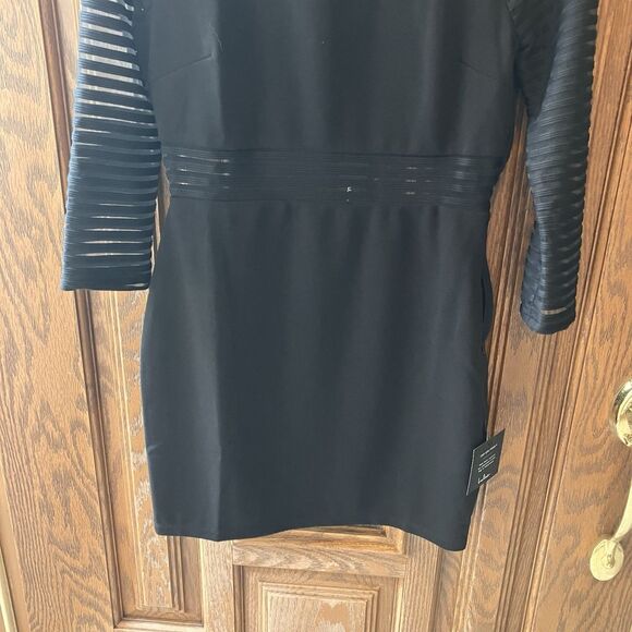 NWT Lulus Women's Perfect Mesh Bodycon Dress 3/4 Sleeve Black - Size M LBD Sheer - Picture 4 of 13